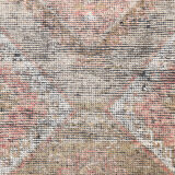 Faded brown & beige turkish runner rug 339x91cm