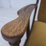 1950s, Danish vintage armchair, original green furniture velour, oak wood.