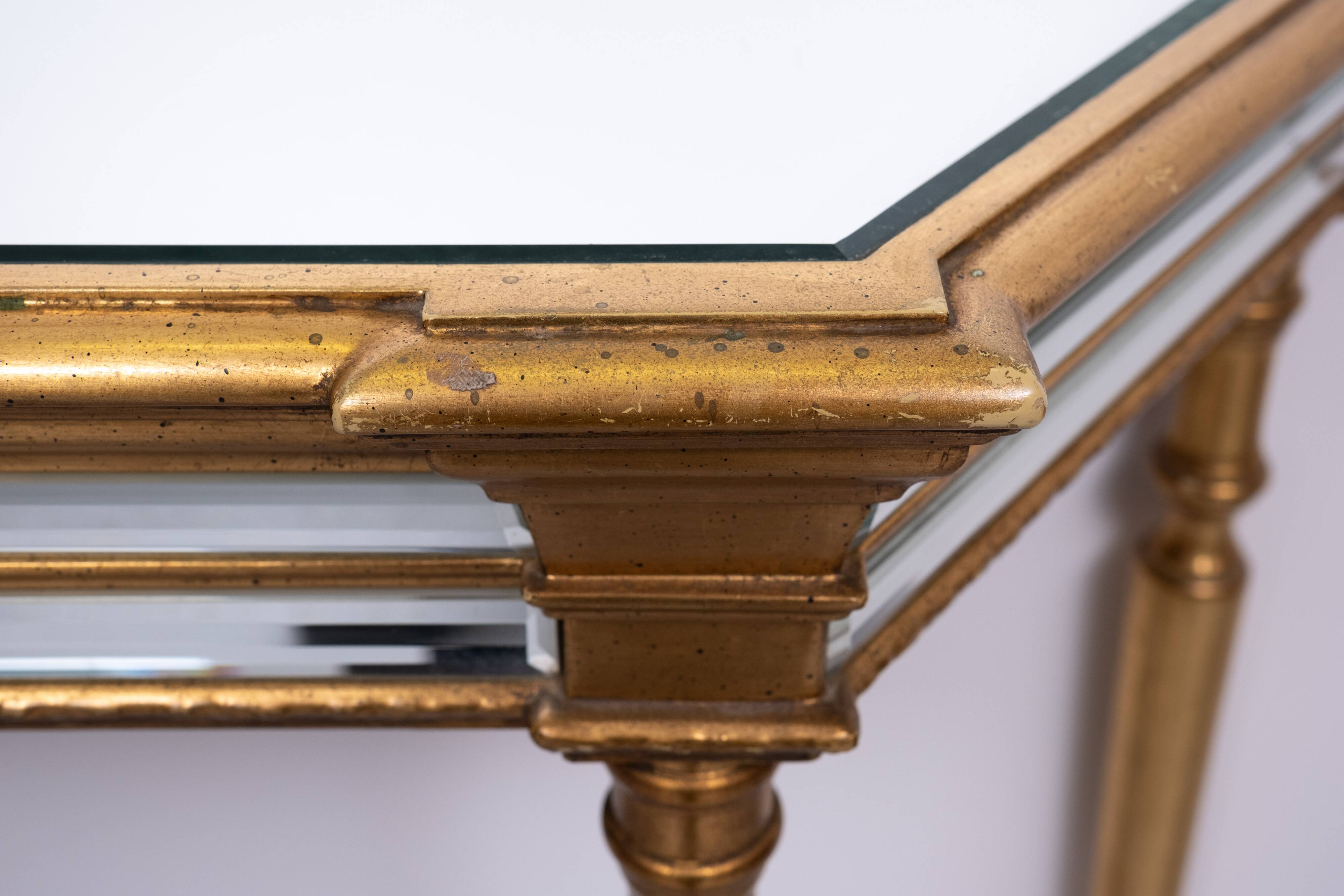 De Knudt Mirror Console Table Hollywood Regency Belgian 1970s