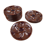 Set of 12 oyster plates – France – vintage – Ø23.5 cm