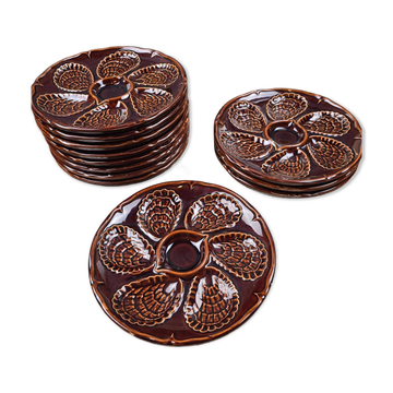 Set of 12 oyster plates – France – vintage – Ø23.5 cm
