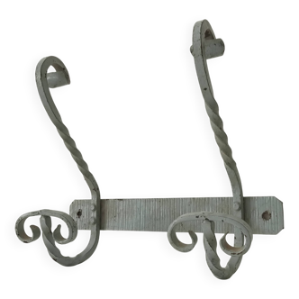 Vintage wrought iron wall coat rack