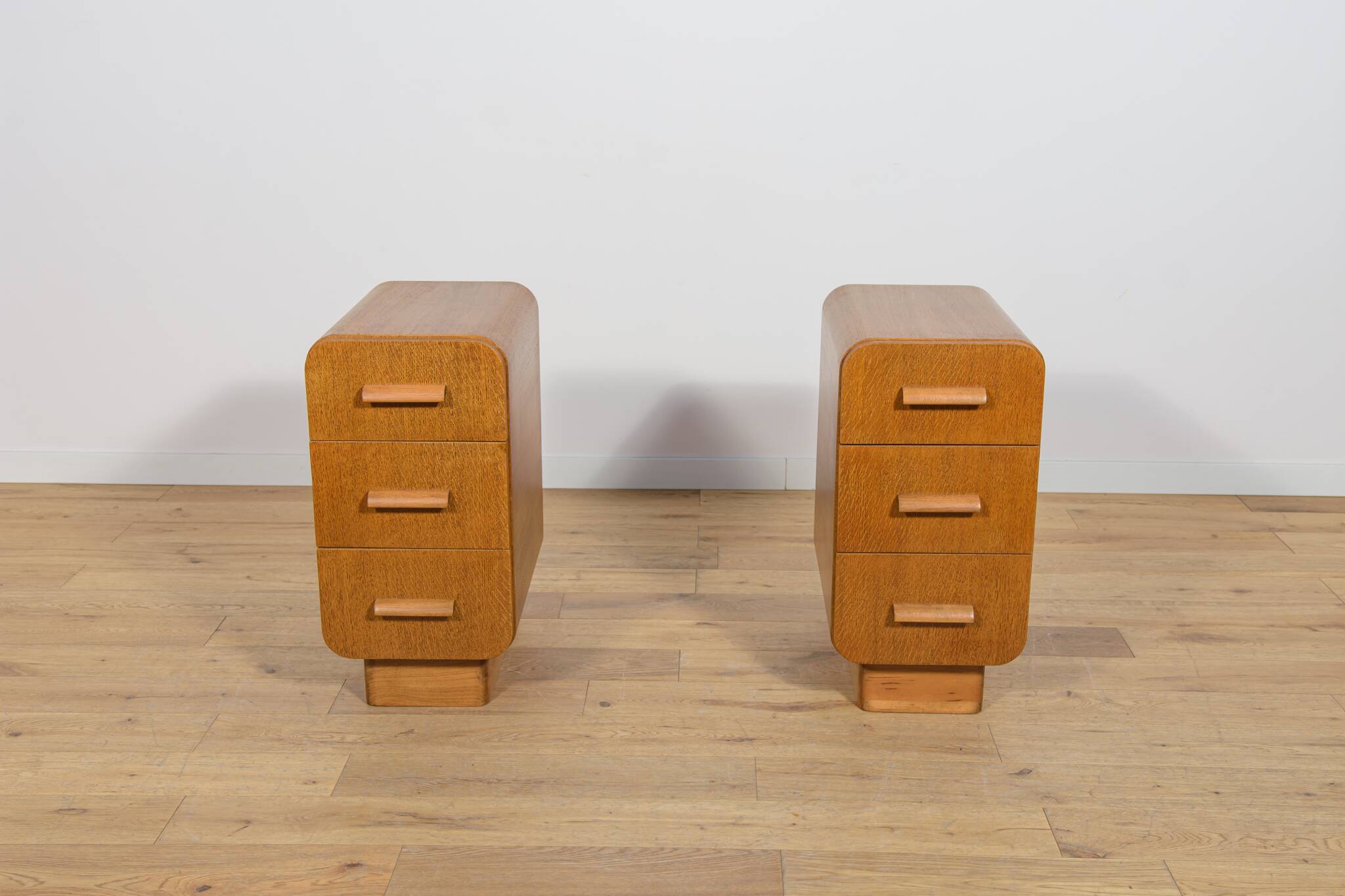 Art Deco Nightstands, Former Czechoslovakia, 1950s, Set of 2
