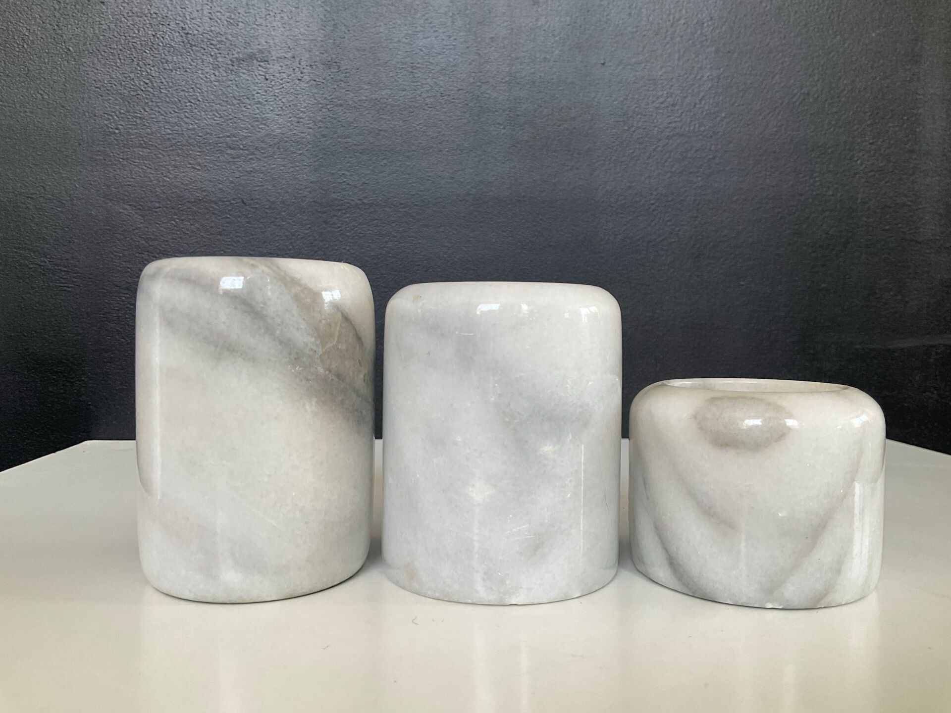 Vintage marble candle holder trio