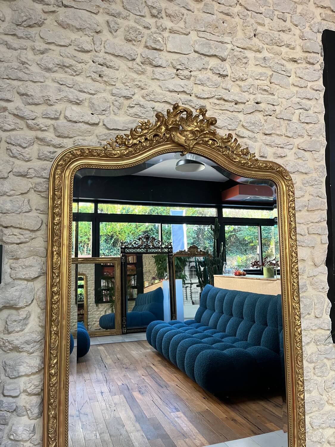 Antique Louis-Philippe mirror, 191.5/120.5cm, with pediment and trumeau top