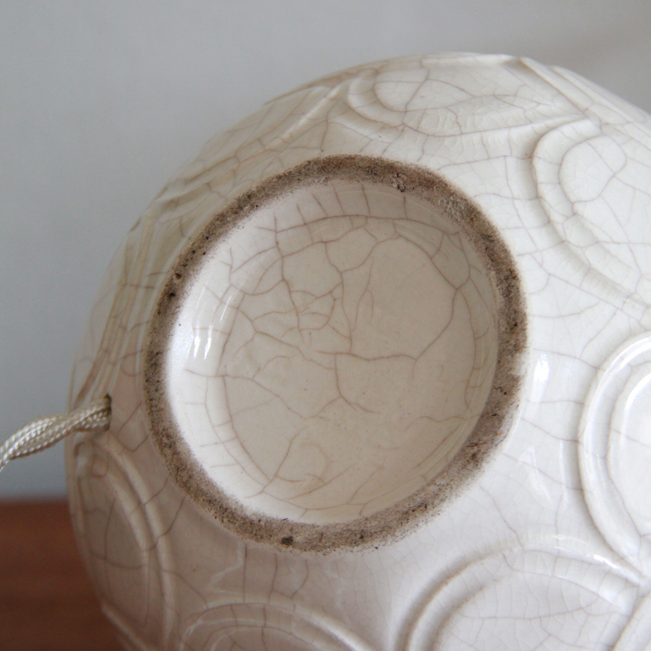 Old cracked ceramic table lamp