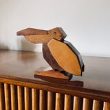 Amsterdam school, Art deco wooden Pelican cigarette / matches box, Netherlands 1930s