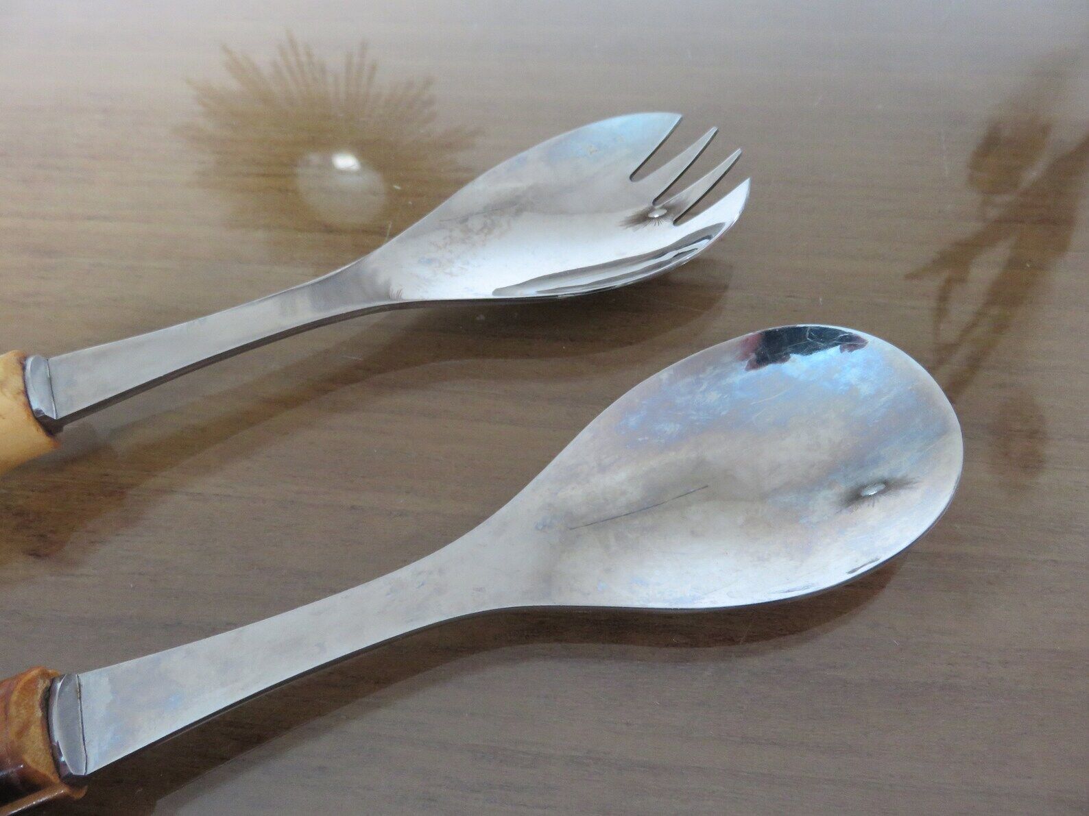 Bamboo sleeve salad cutlery 50s 60s