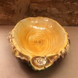 Ancien cendrier style vallauris céramique forme tronc bois vintage