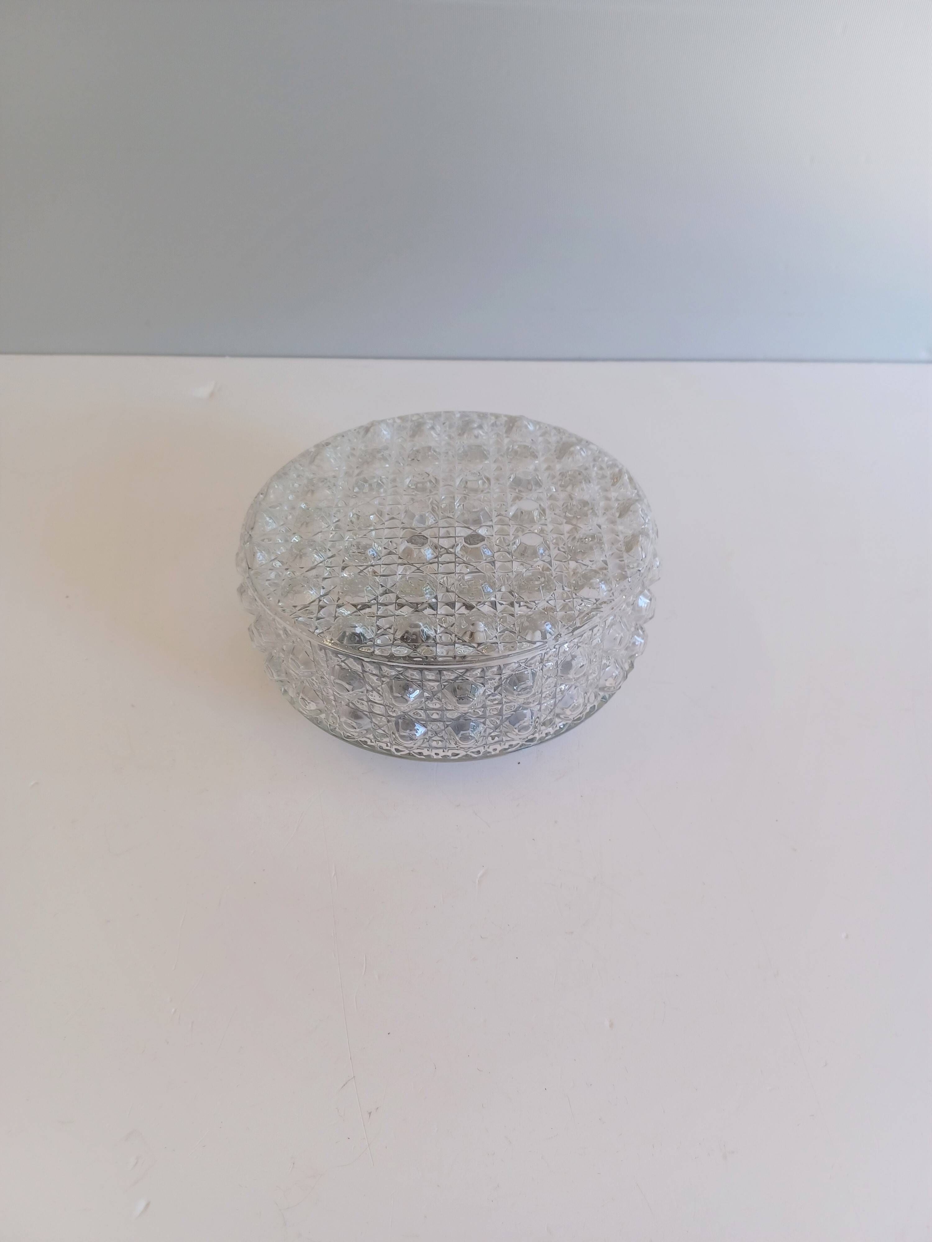 Vintage round ceiling light - Moulded glass - 1960