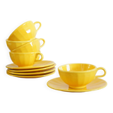 Service of 5 yellow cups and saucers