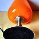Paire de lampes space age en opaline orange et métal chromé
