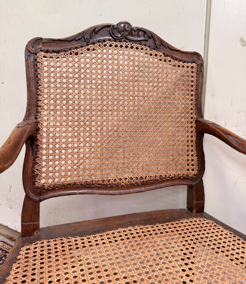 Louis XV style office chair in carved walnut