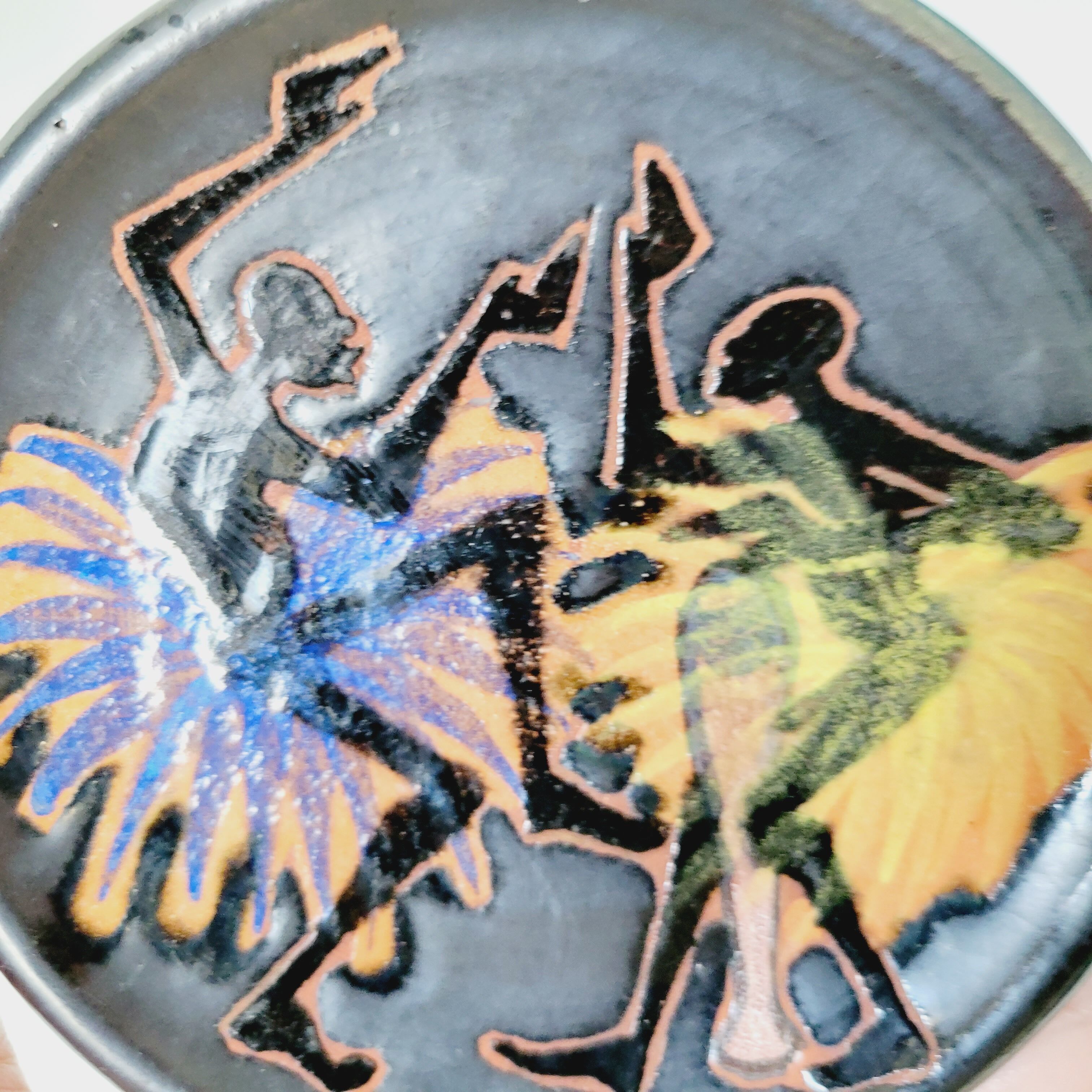 2 glazed ceramic cups Brazzaville Congo Africa 1965 vintage