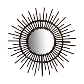 Miroir rotin vintage années 60 noir  76cm