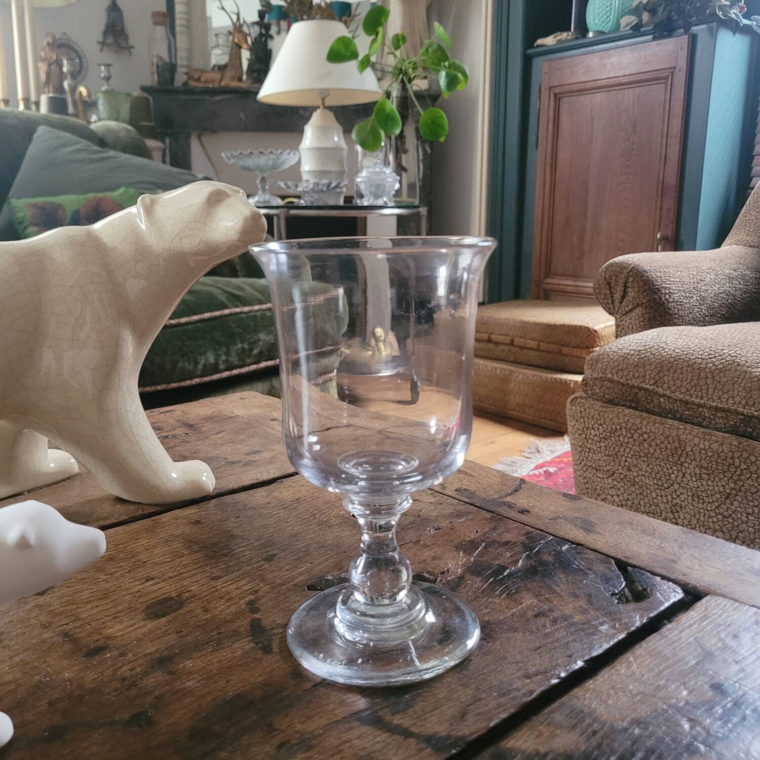 Verre tulipe ancien, fin XIXe-début XXe