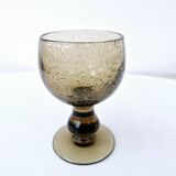 5 Medium Glasses on Vintage Smoked Bubble Base Biot H 11.5cm