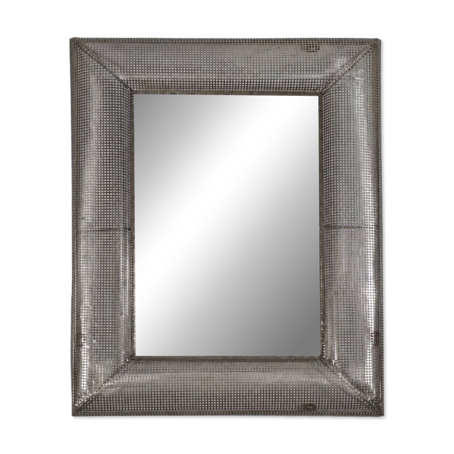 Vintage postmodern metall grid wall mirror