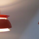 Set of 2 Danish Mid-century vintage Nevada pendant lights, orange, PH style, by Vitrika Denmark