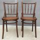 Pair chairs bistrot Thonet pyrograved design 1900 Art Nouveau