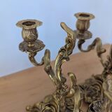Pair of antique bronze candlesticks in the Louis XV rococo style