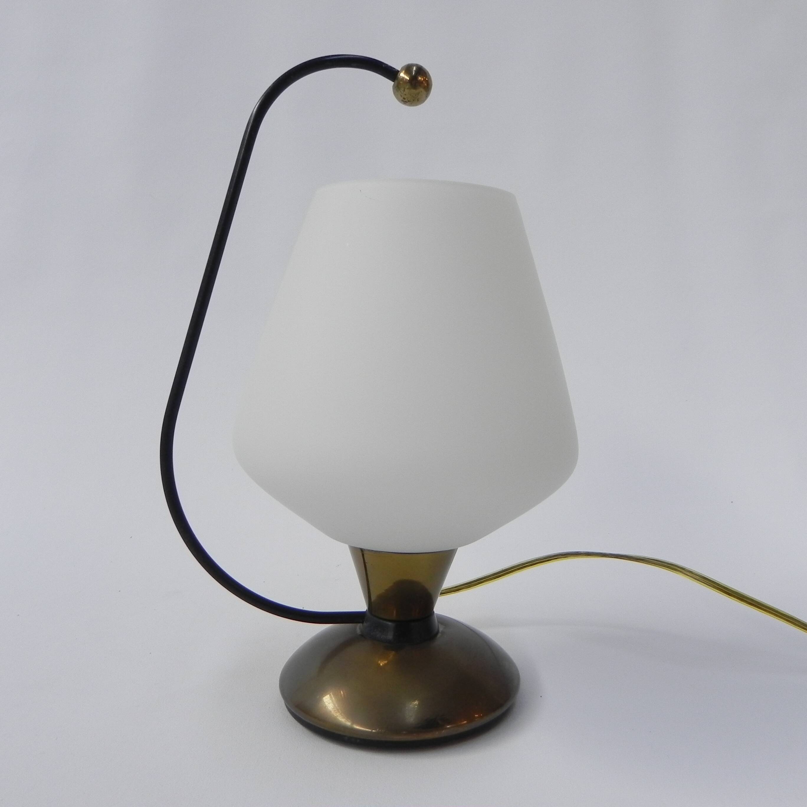 Vintage desk lamp with white glass shade