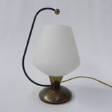 Vintage desk lamp with white glass shade