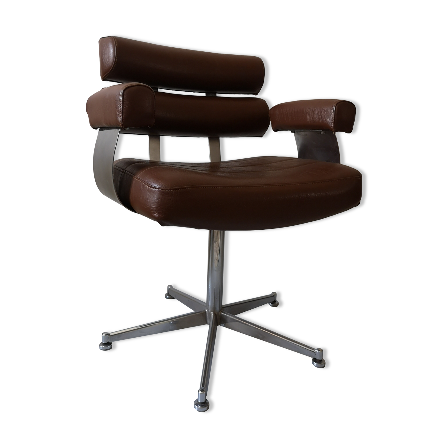 Office chair in skai and chrome, design year 70