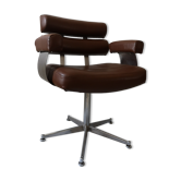Fauteuil de bureau en skai et chrome, design année 70