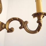 Lustre 3 feux ancien en bronze, France
