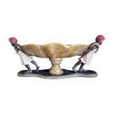 Centerpiece with African characters, plaster, resin and wood