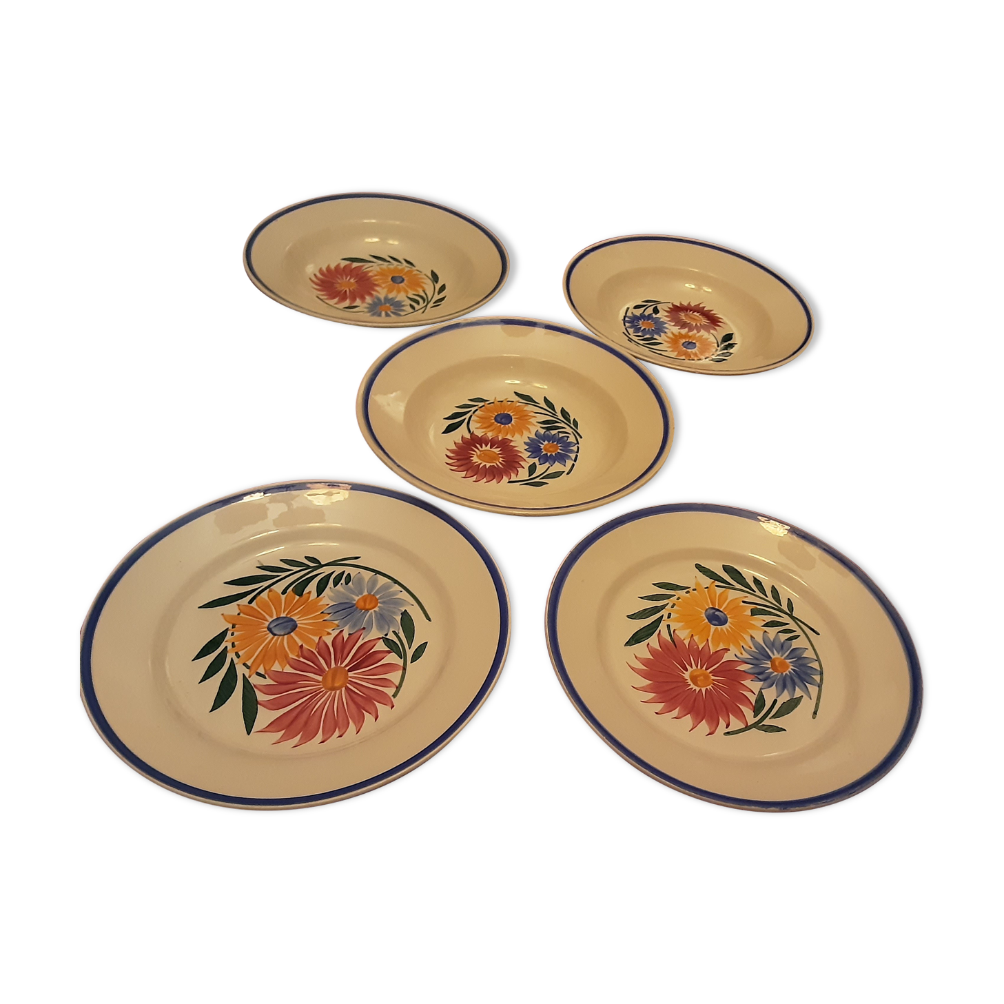 5 assiettes faience  luneville keller et guerin  luneville  modele  rustique