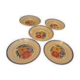 5 plates faience luneville keller and guerin luneville rustic model