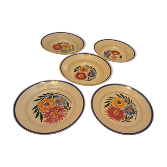 5 plates faience luneville keller and guerin luneville rustic model