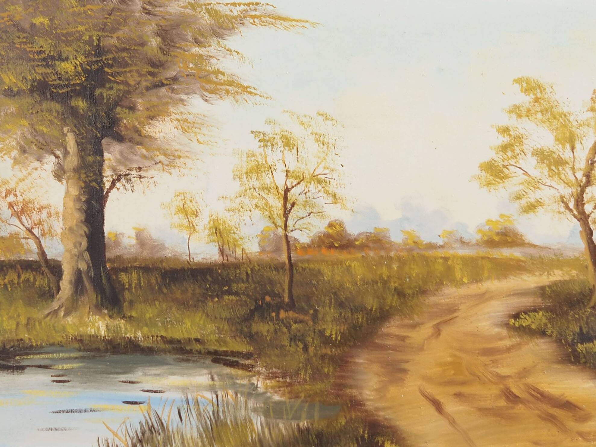 Painting „The Road by the Pond”, Scandinavian design, 1970s