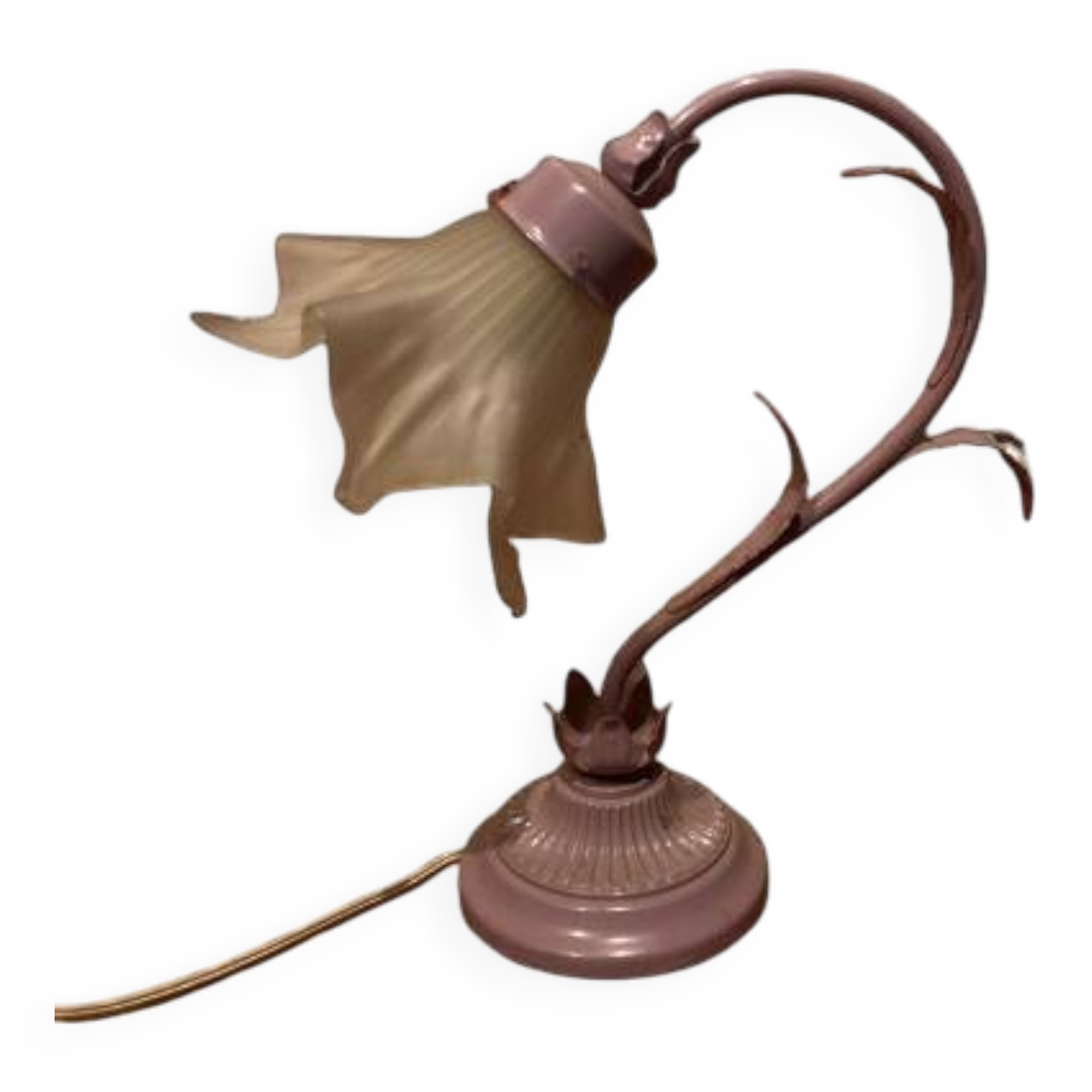 Flower-shaped table lamp in metal and glass