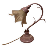 Flower-shaped table lamp in metal and glass