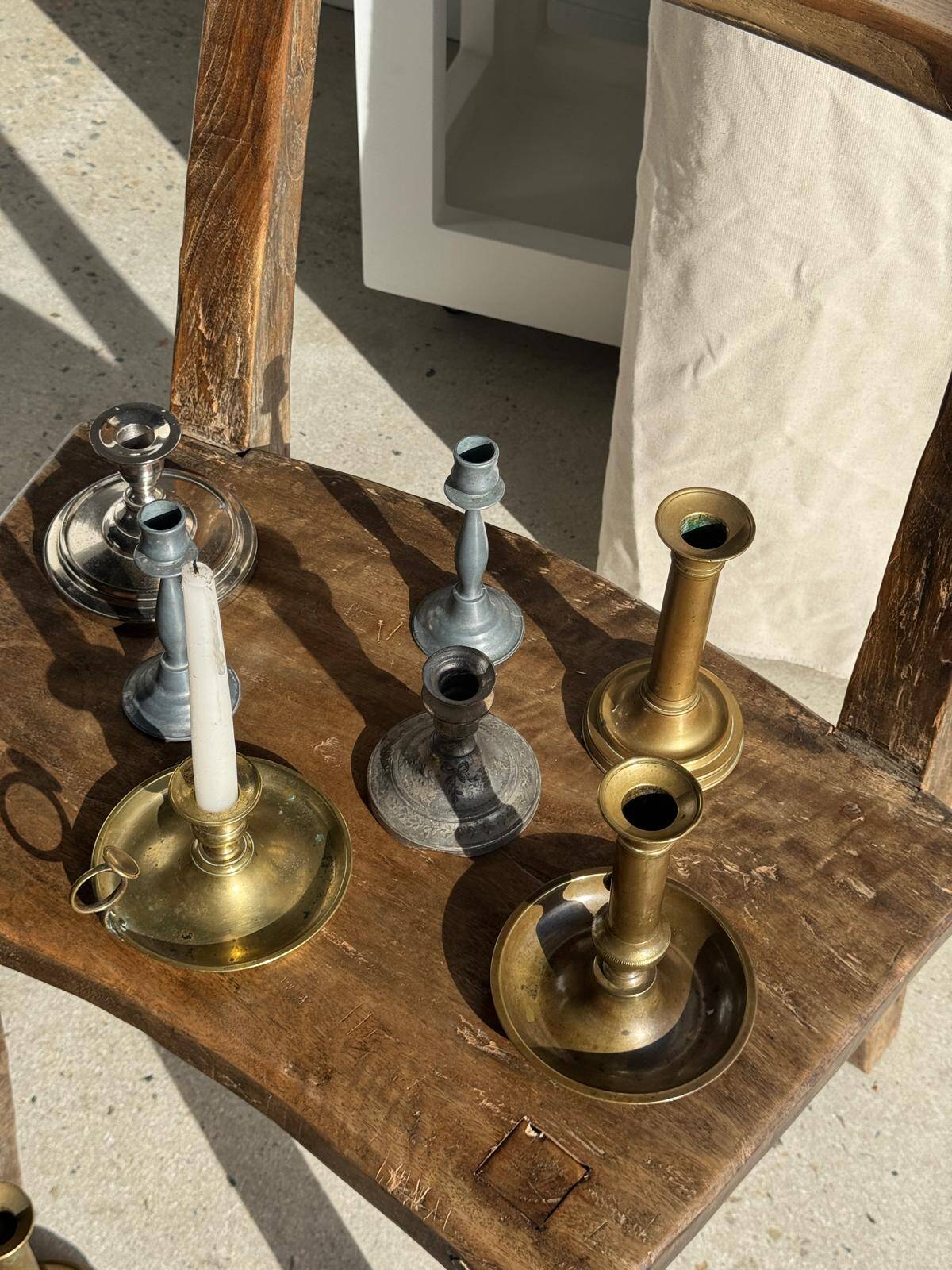 Large adjustable antique gold candlestick H20 D10