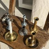 Large adjustable antique gold candlestick H20 D10