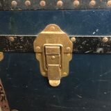 Large blue travel trunk