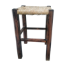 Wooden stool - braided straw