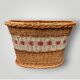Old basket - wicker basket and woven scoubidou - 1960s