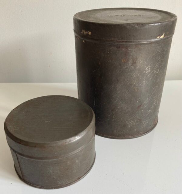 Set of 2 old weathered metal boxes