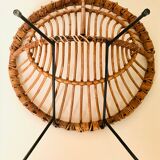 Pair of rattan armchairs, italy 60s