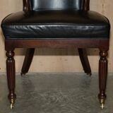 Original Regency office chair in leather and hardwood, style 1815.