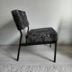 Pair of black metal and fabric armchairs, 1970s, restored.