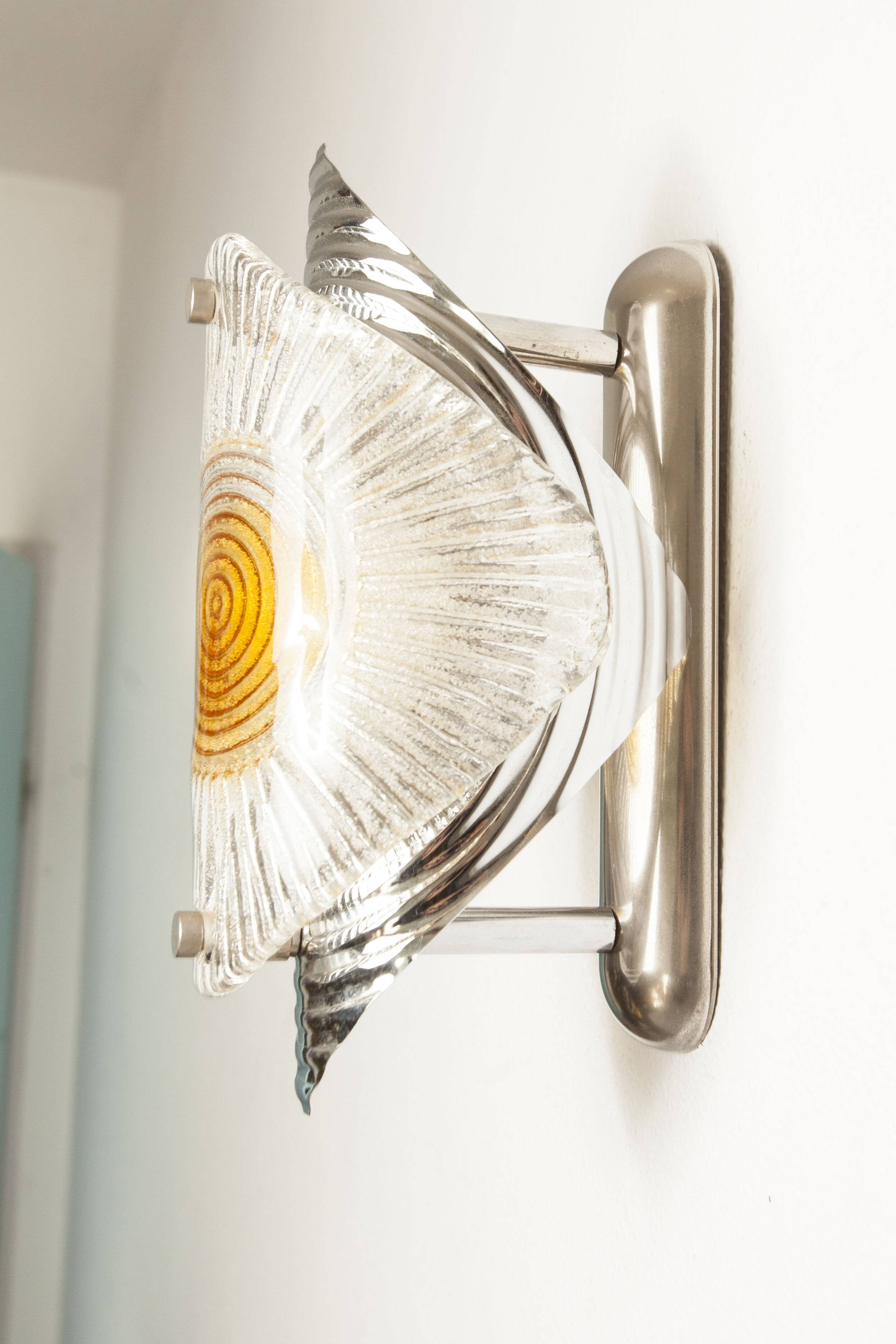 Rare Murano chrome sheet wall light 1960