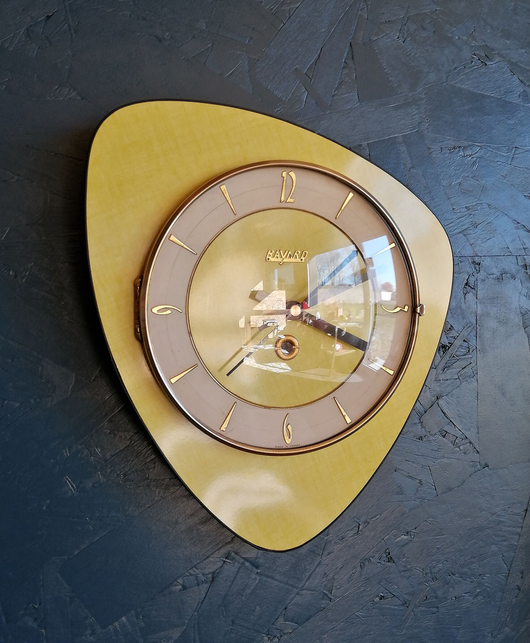 Vintage clock, "Yellow Bayard" wall clock