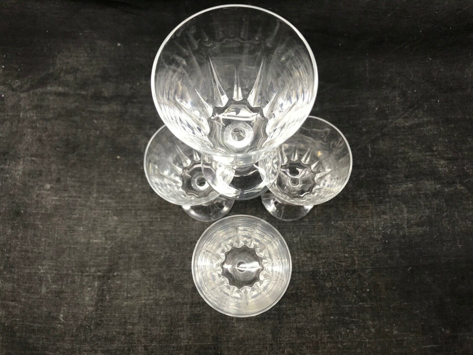 Set of four old vintage glass crystal walking glasses