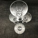 Set of four old vintage glass crystal walking glasses